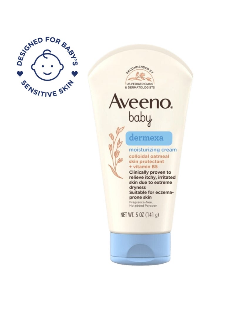 Aveeno Baby Dermexa Moisturizing Cream 5oz, 141g with Colloidal Oatmeal Skin Protectant& Vitamin B5 to Relieve Itchy, Irritated Skin Due to Extreme Eczema Dryness, Fragrance Free, No added Paraben - Image 1